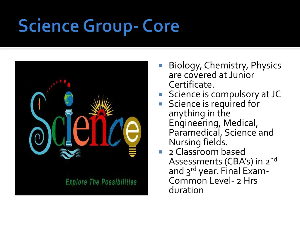 biology chemistry physics are covered at junior