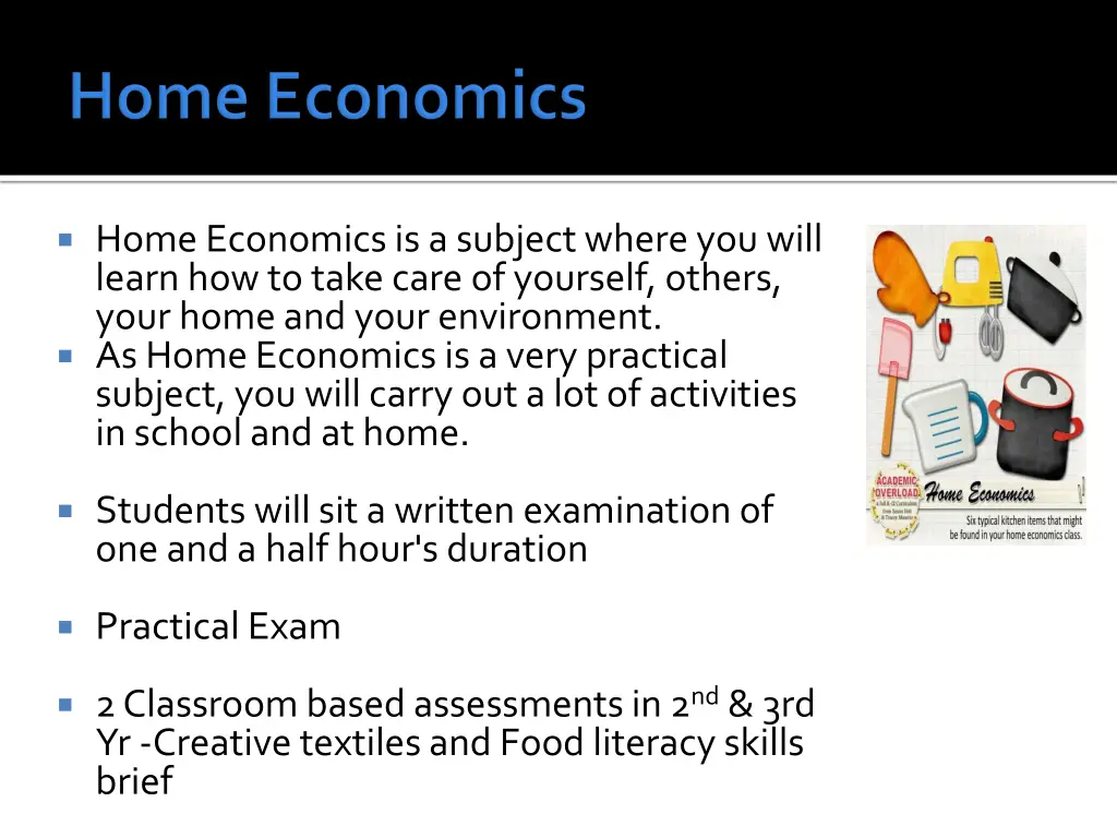 home economics is a subject where you will learn