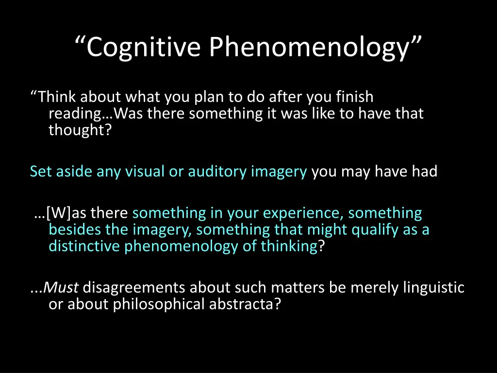 cognitive phenomenology