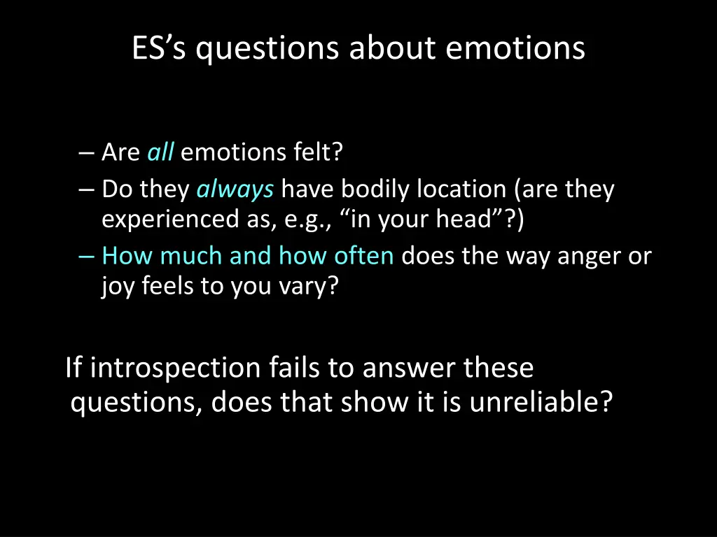 es s questions about emotions