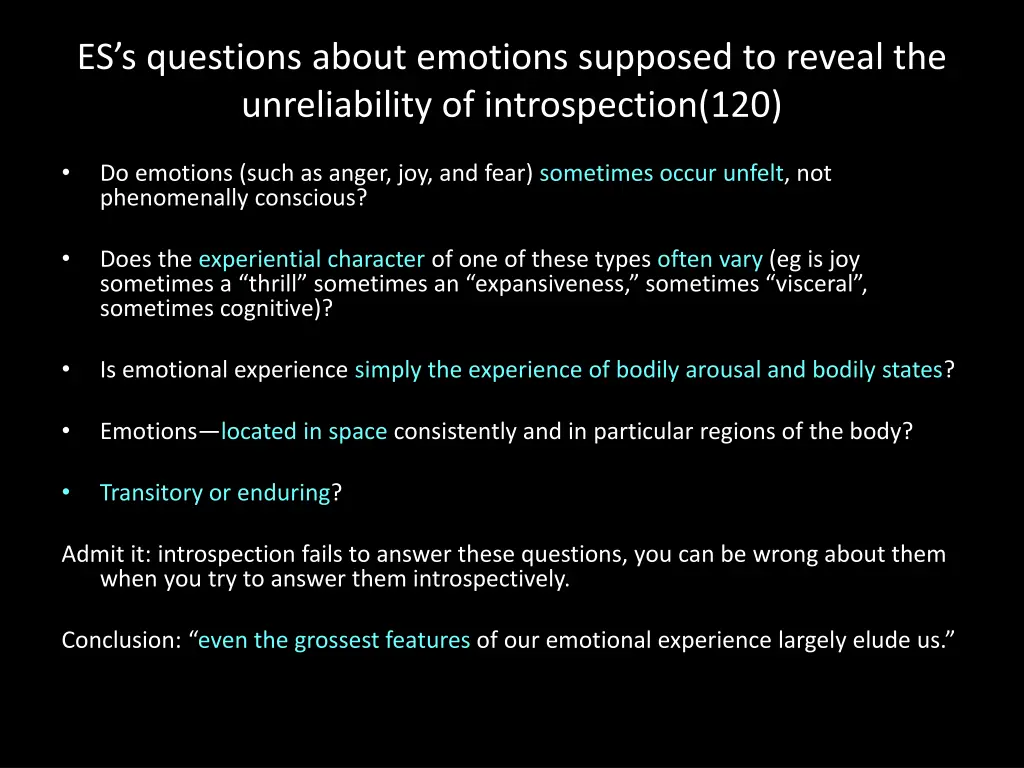 es s questions about emotions supposed to reveal