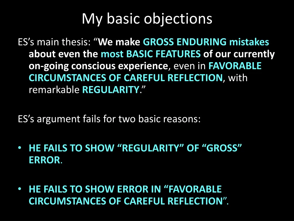 my basic objections