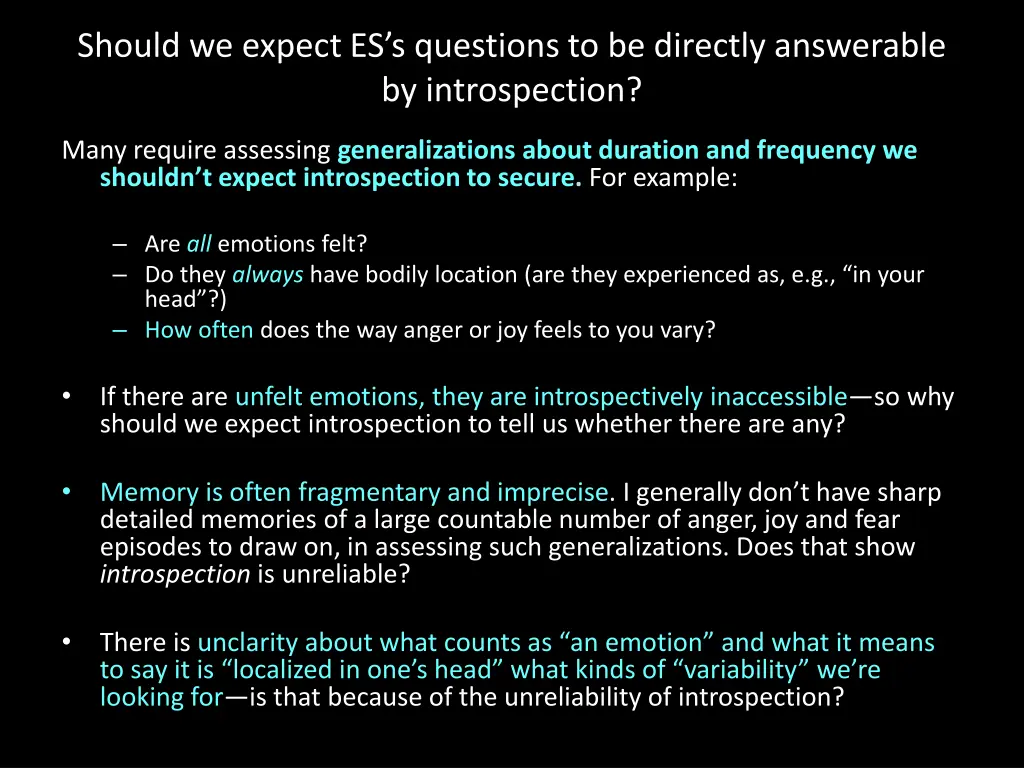 should we expect es s questions to be directly