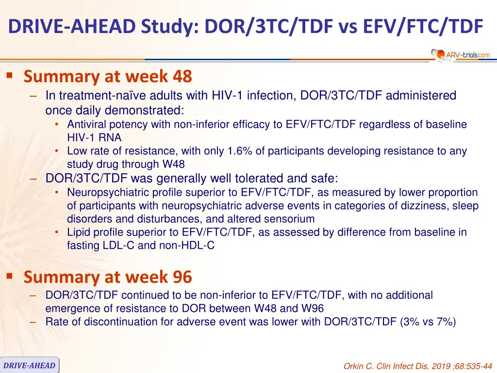 drive ahead study dor 3tc tdf vs efv ftc tdf 6