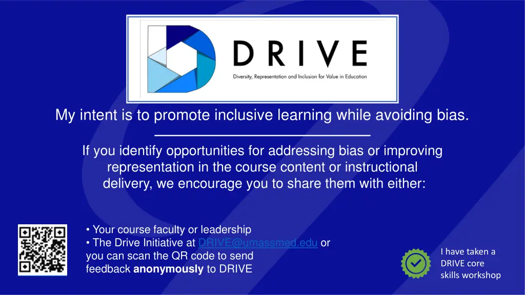 my intent is to promote inclusive learning while 1