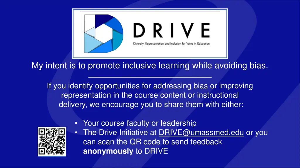 my intent is to promote inclusive learning while