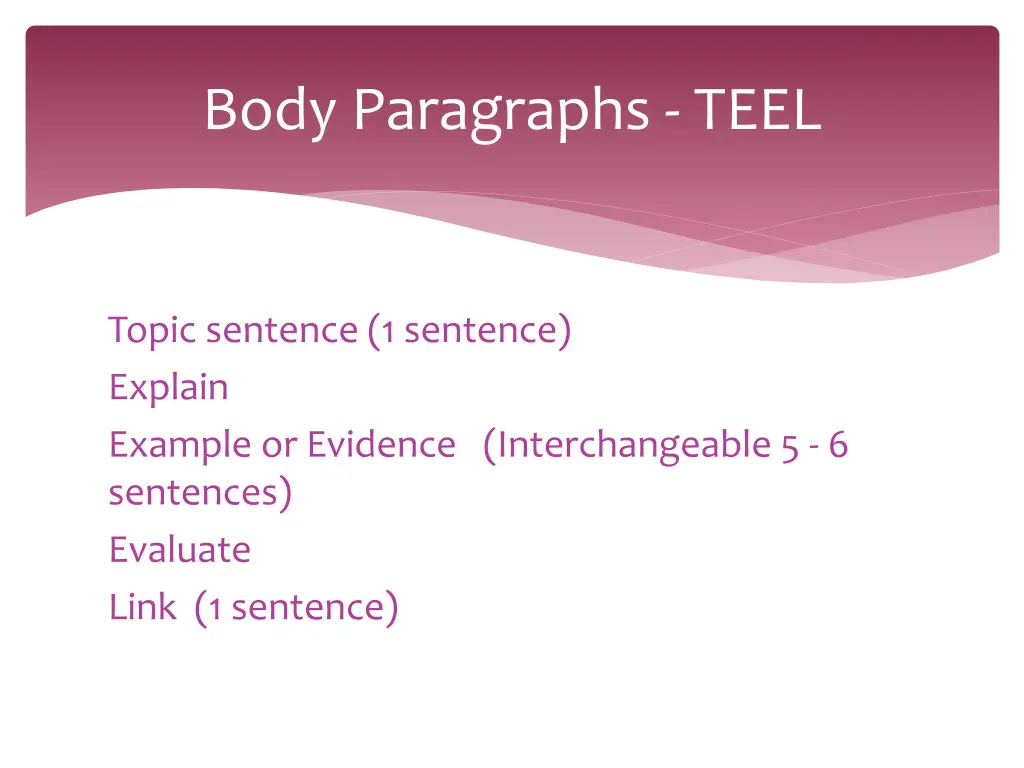 body paragraphs teel