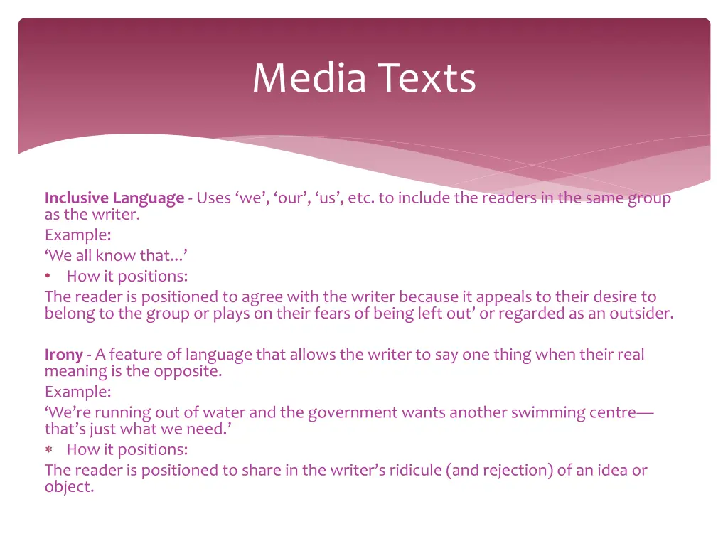 media texts 10