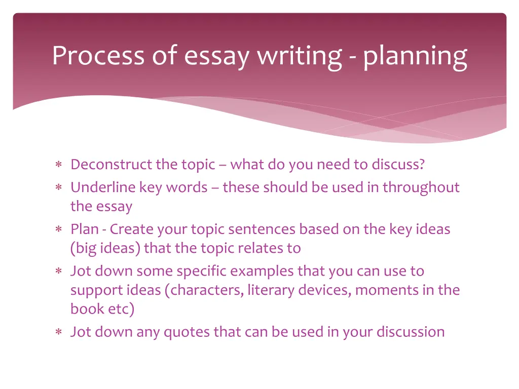 process of essay writing planning