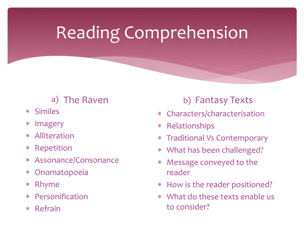 reading comprehension