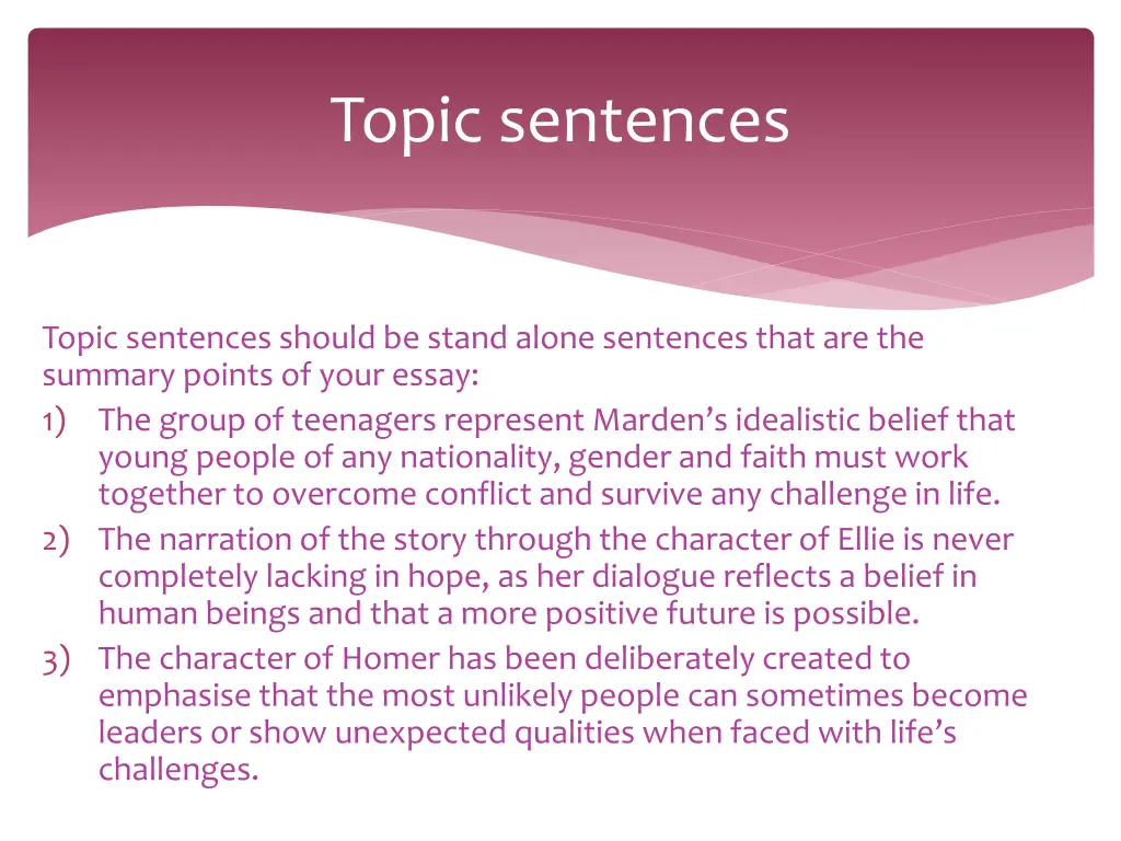 topic sentences