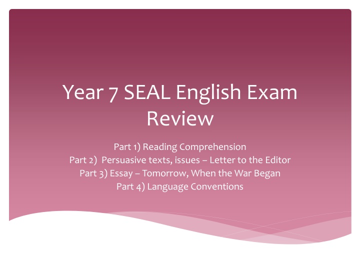 year 7 seal english exam review