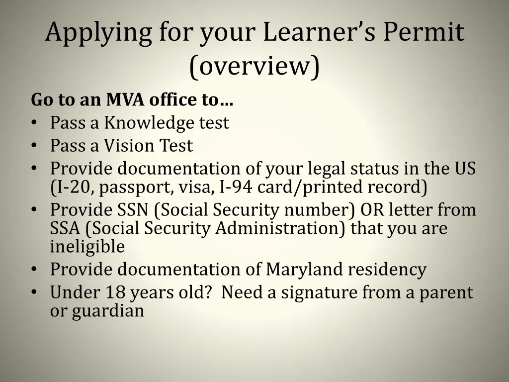 applying for your learner s permit overview