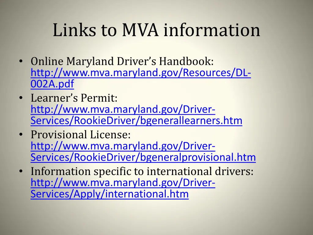 links to mva information