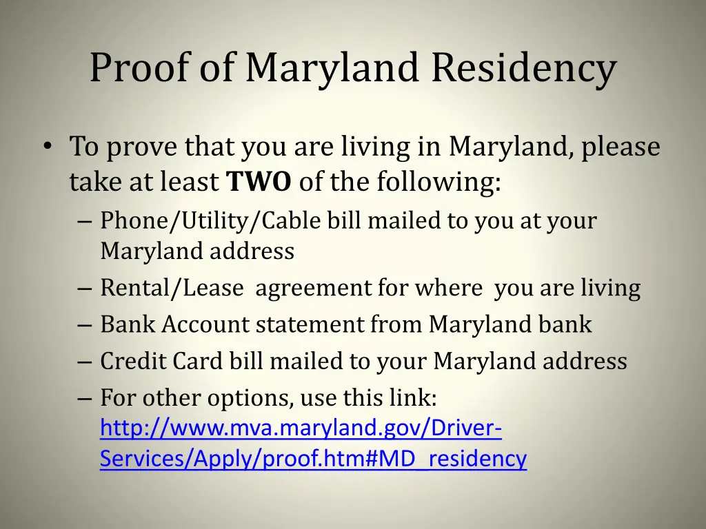 proof of maryland residency