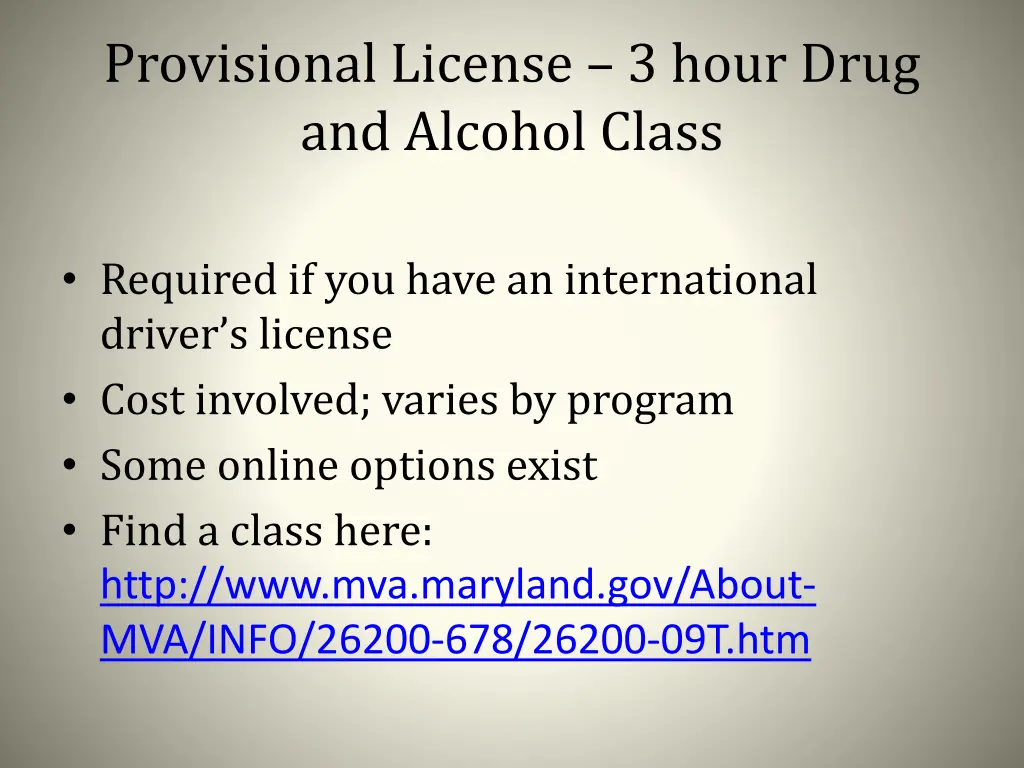 provisional license 3 hour drug and alcohol class