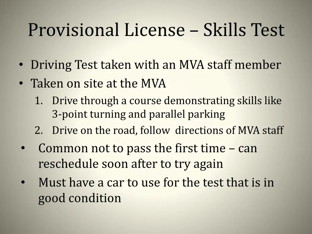 provisional license skills test