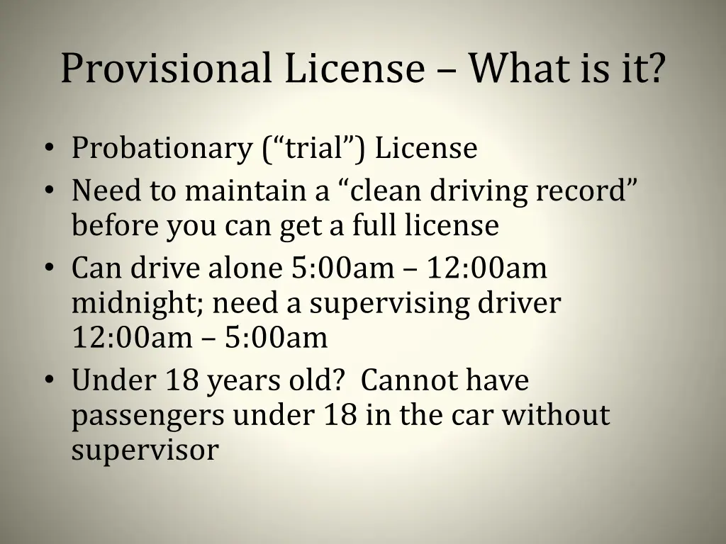 provisional license what is it