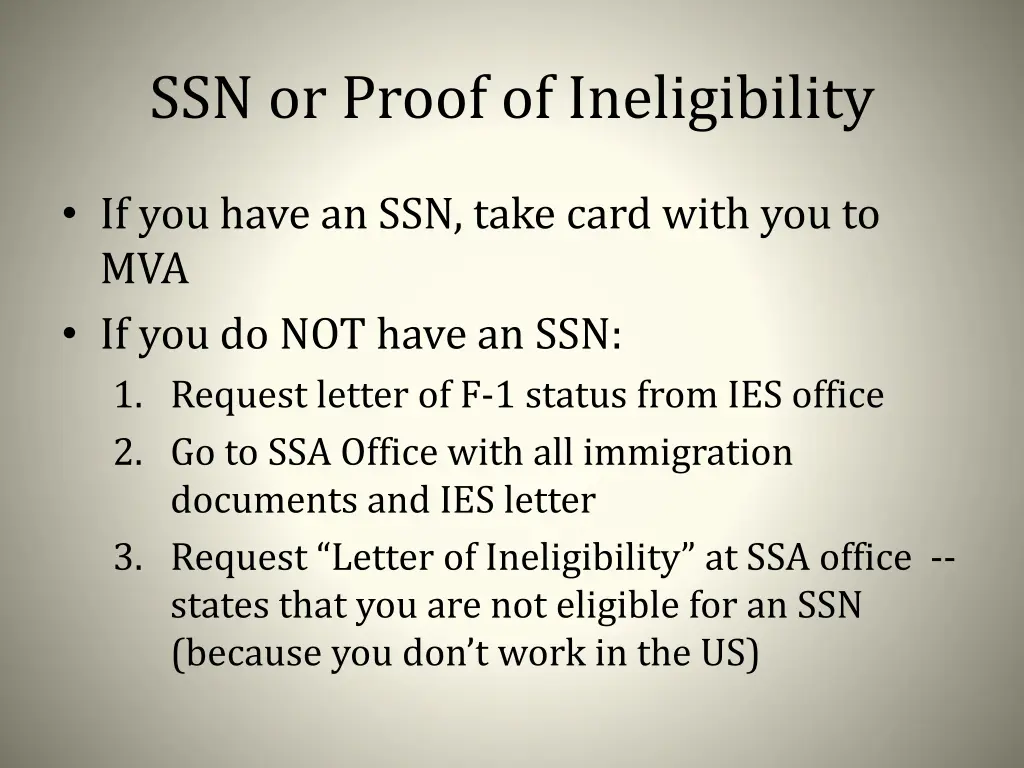 ssn or proof of ineligibility