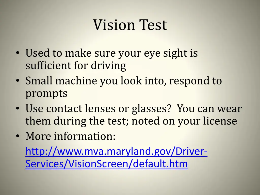 vision test