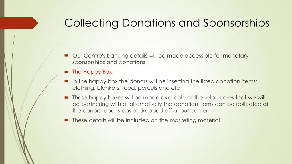 collecting donations and sponsorships