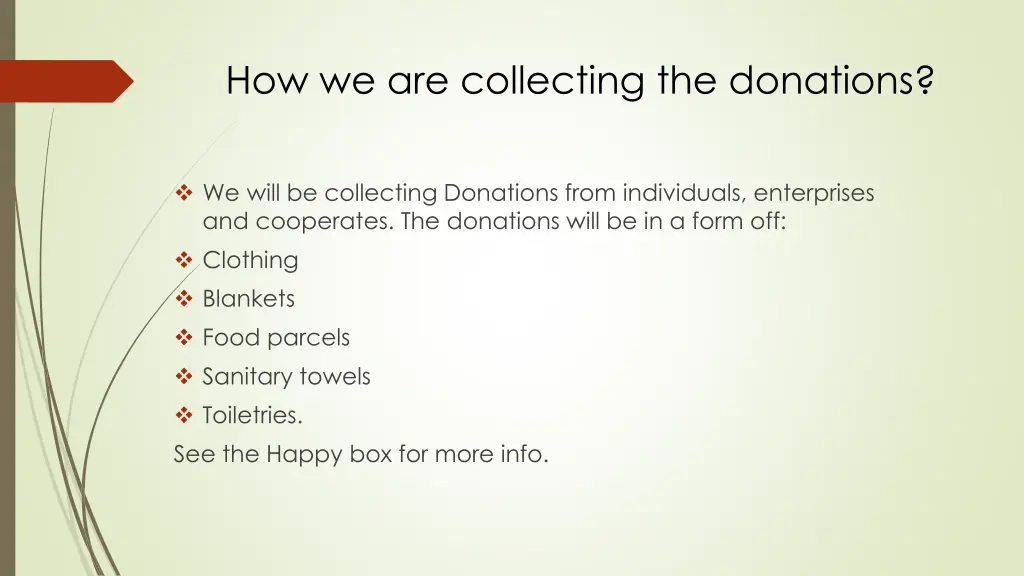 how we are collecting the donations