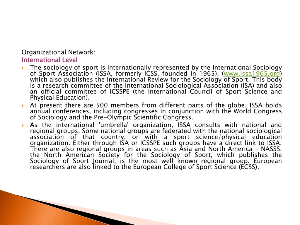 organizational network international level