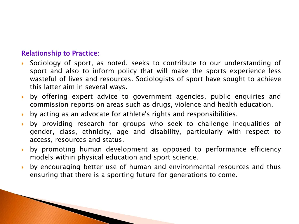 relationship to practice sociology of sport