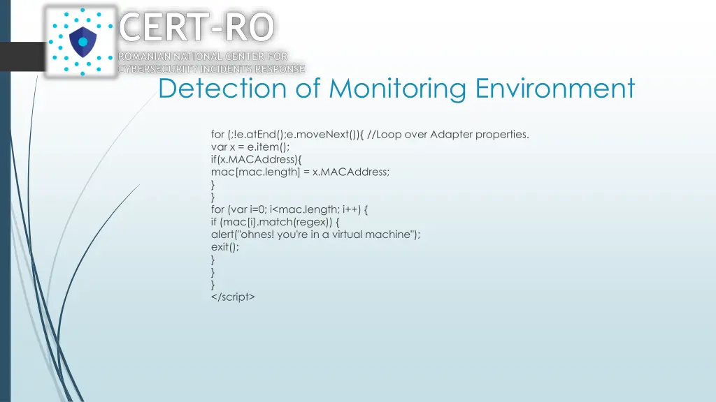 detection of monitoring environment 1