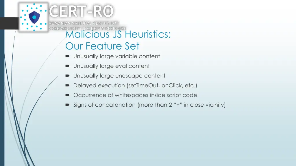 malicious js heuristics our feature set unusually