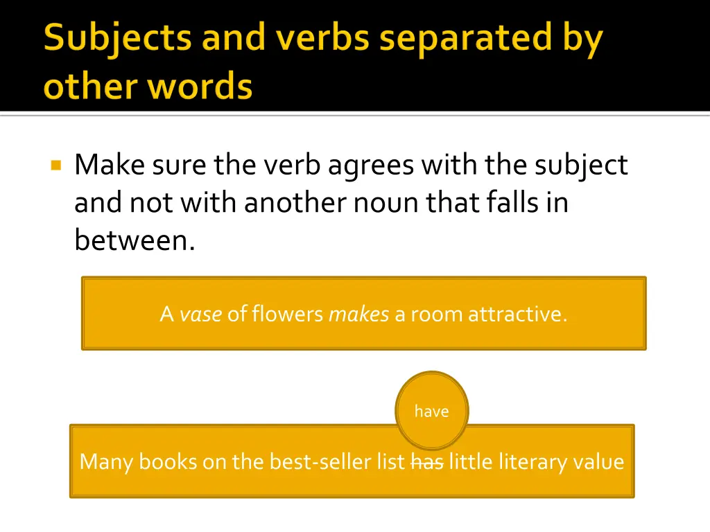 make sure the verb agrees with the subject