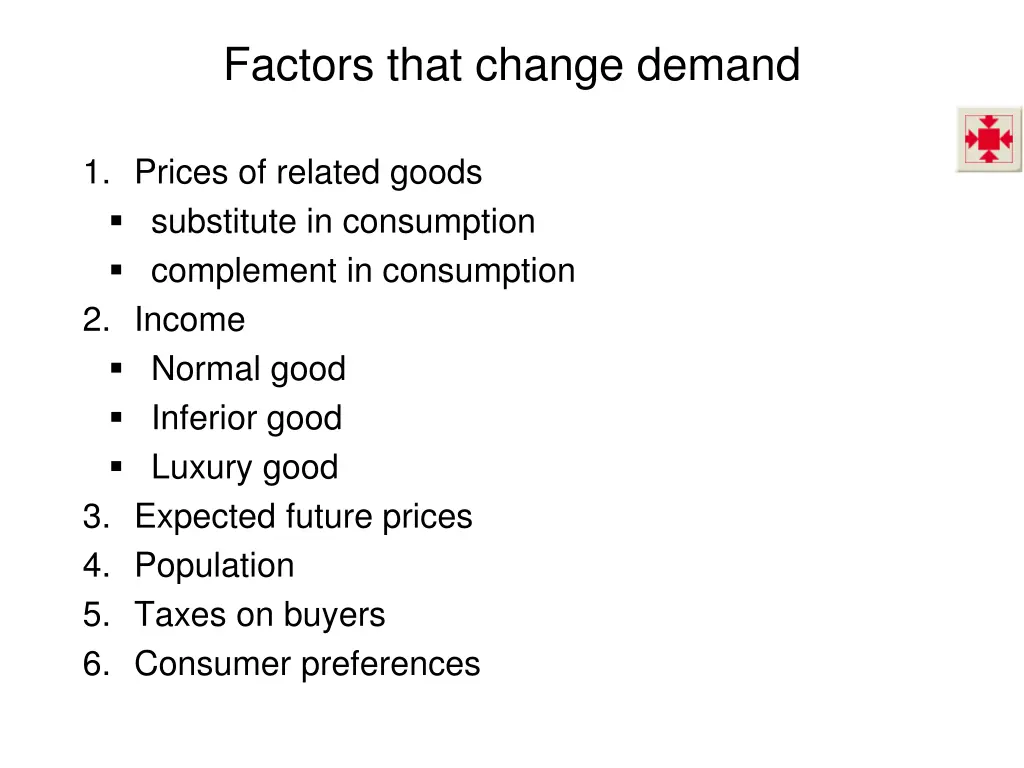 factors that change demand