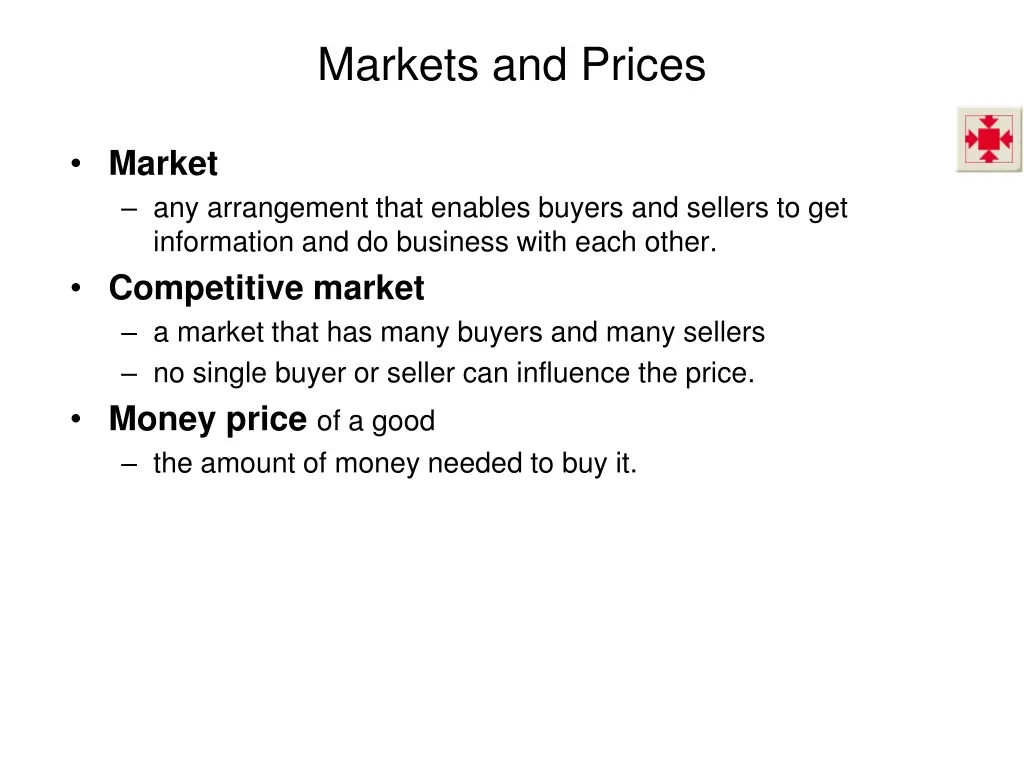 markets and prices