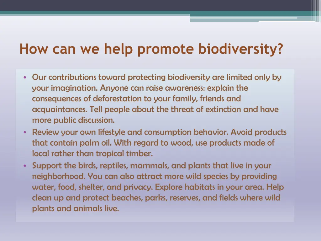 how can we help promote biodiversity