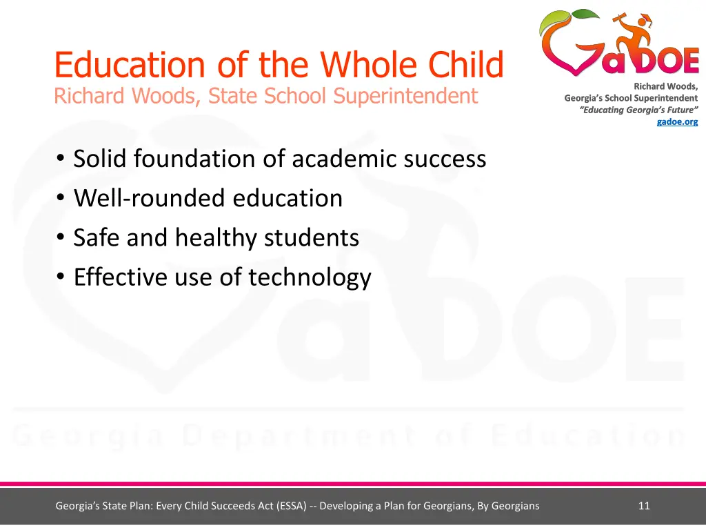 education of the whole child richard woods state