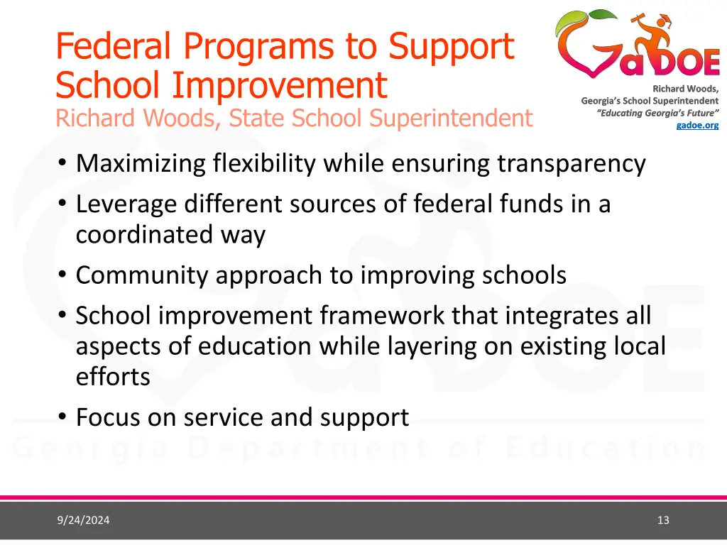 federal programs to support school improvement