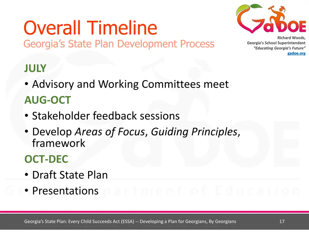 overall timeline g eorgia s state plan