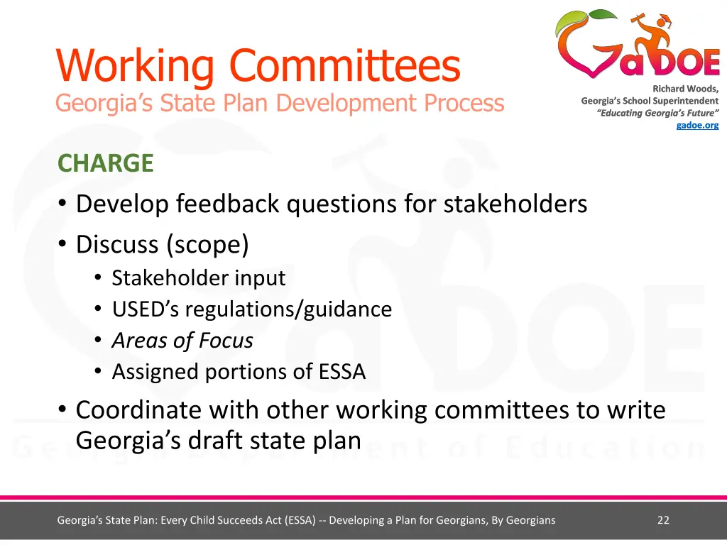 working committees g eorgia s state plan 1