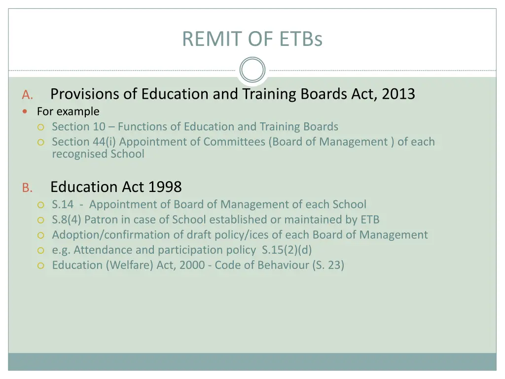 remit of etbs