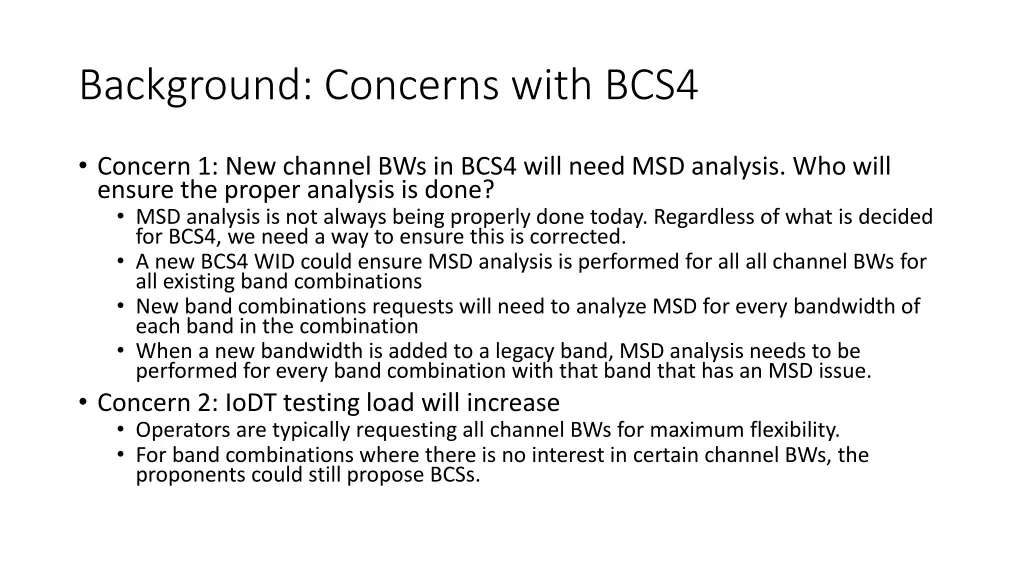 background concerns with bcs4