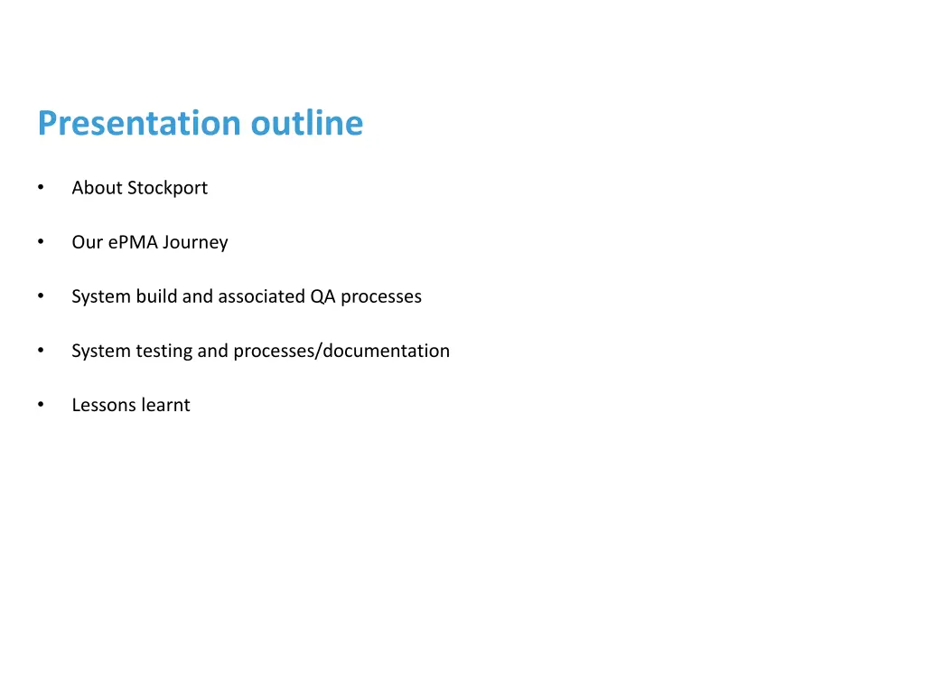 presentation outline