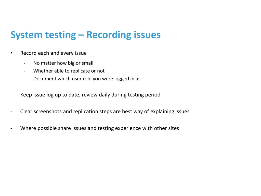 system testing recording issues