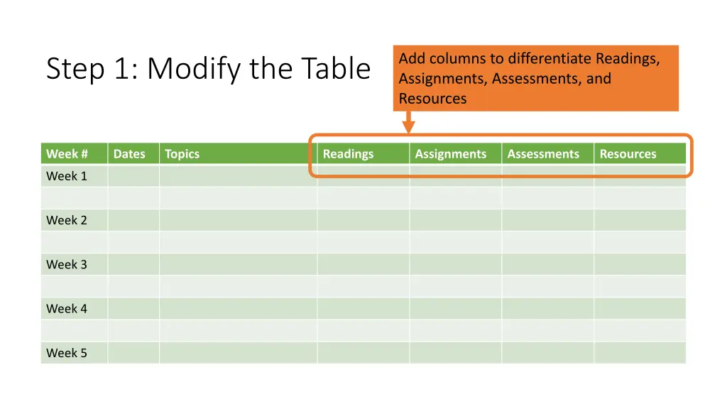 add columns to differentiate readings assignments