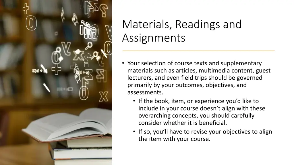 materials readings and assignments