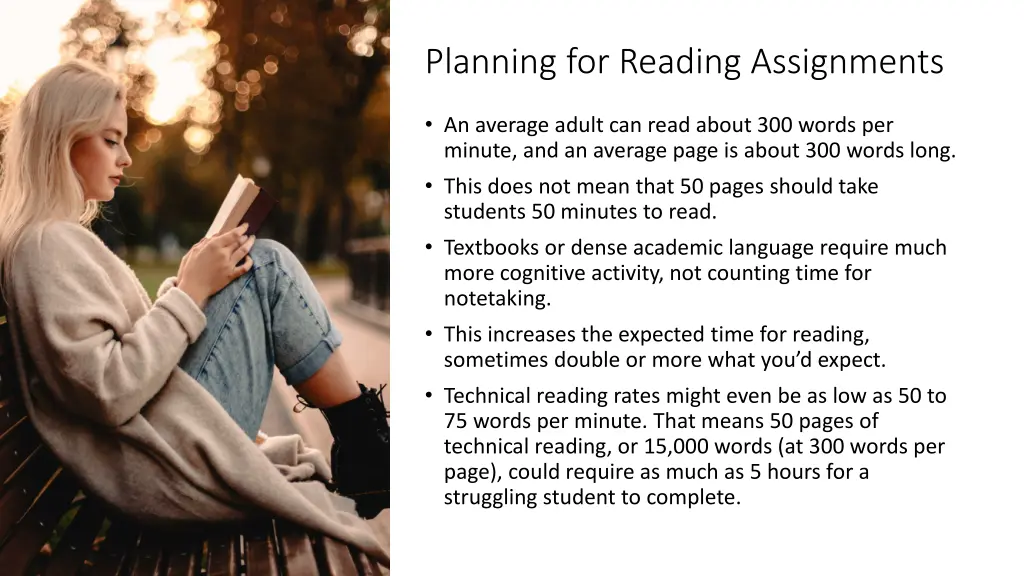 planning for reading assignments