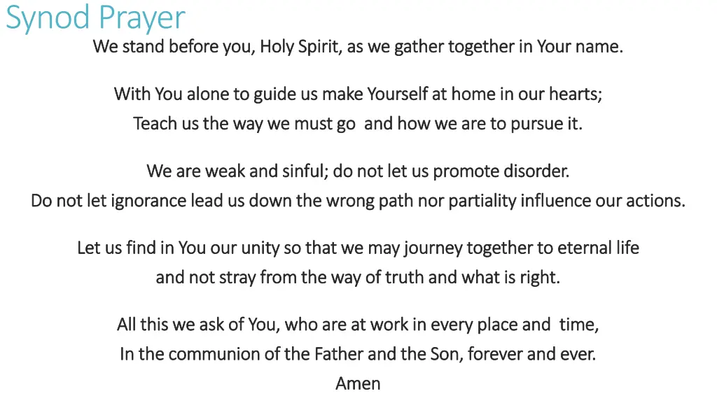 synod prayer we stand before you holy spirit