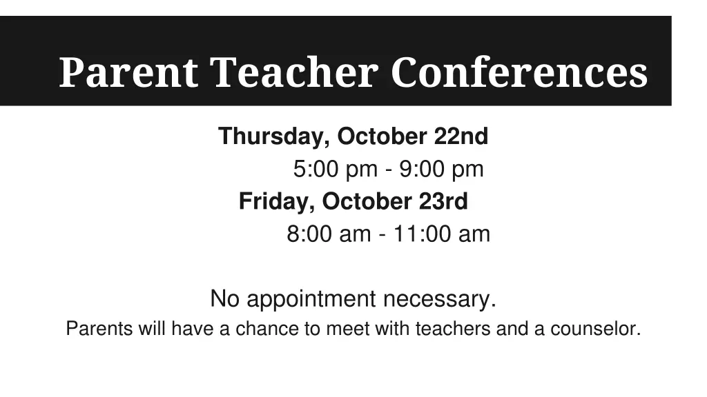 parent teacher conferences