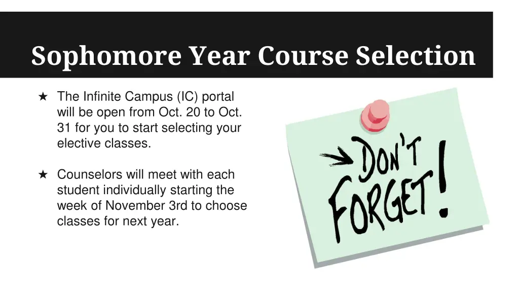 sophomore year course selection