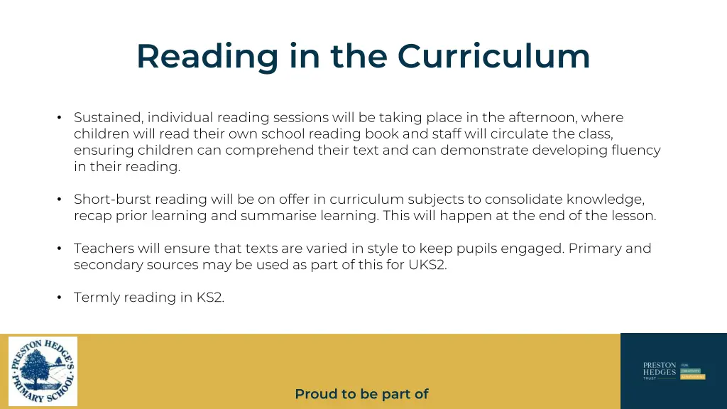 reading in the curriculum